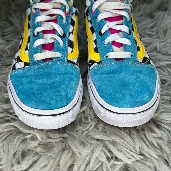 VANS Old Skool Crazy Checks multi color lace up sneakers women’s shoe size 7.5 - Picture 3 of 9